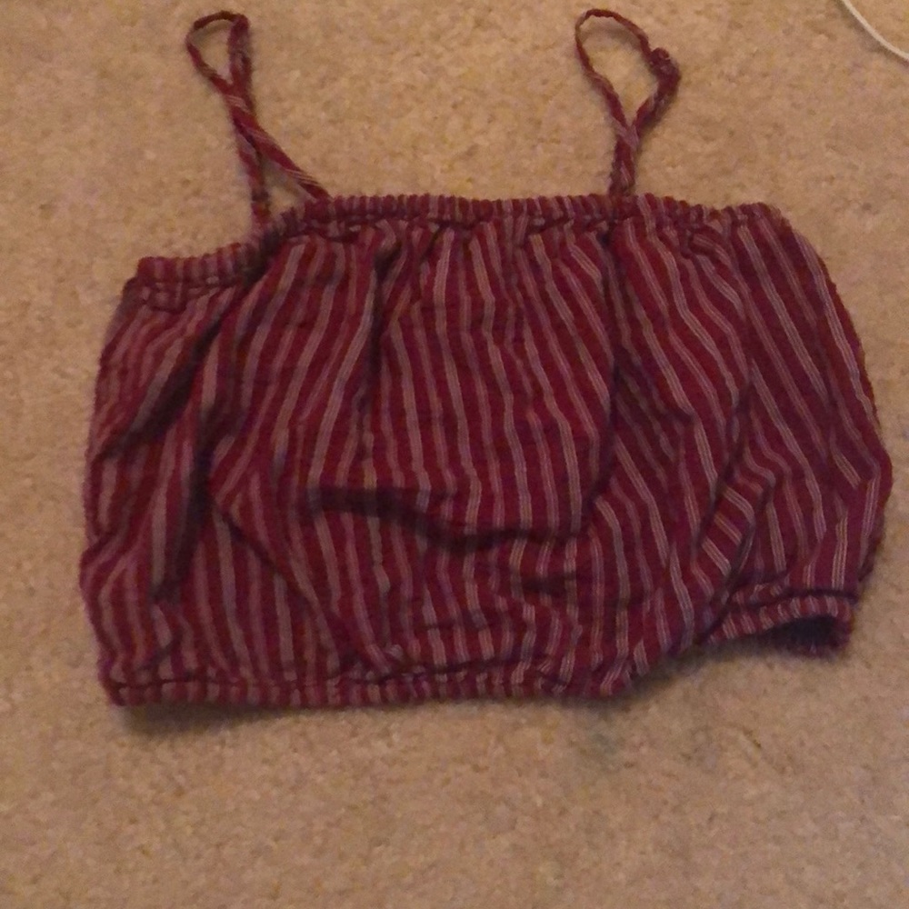 Elastic band striped bra top